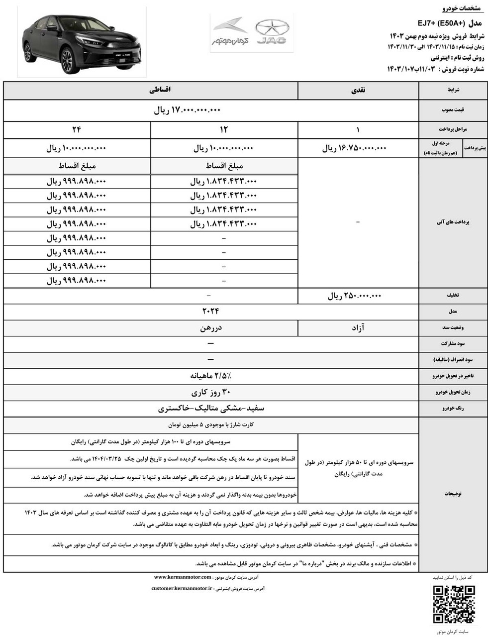 خودرو EJ7 پلاس کرمان موتور