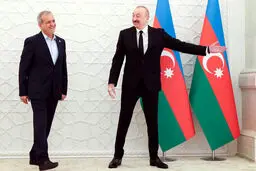  دیدار پزشکیان و الهام علی‌اف در ساحل دریای خزر