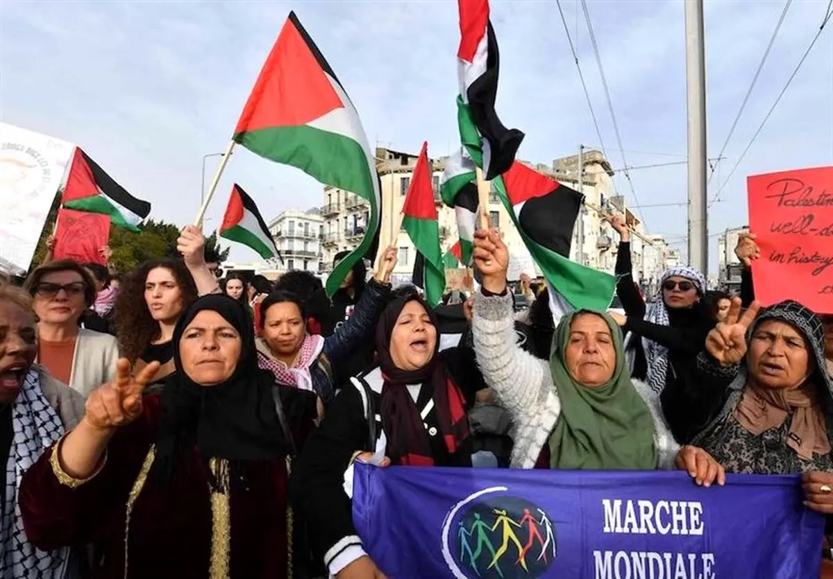 تظاهرات زنان تونسی و موریتانی در حمایت از زنان فلسطینی