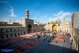  نصب کتیبه ولادت امام حسین(ع) در حرم رضوی