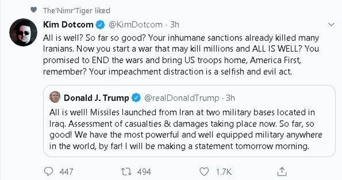 واکنش‌های جهانی به انتقام سخت ایران