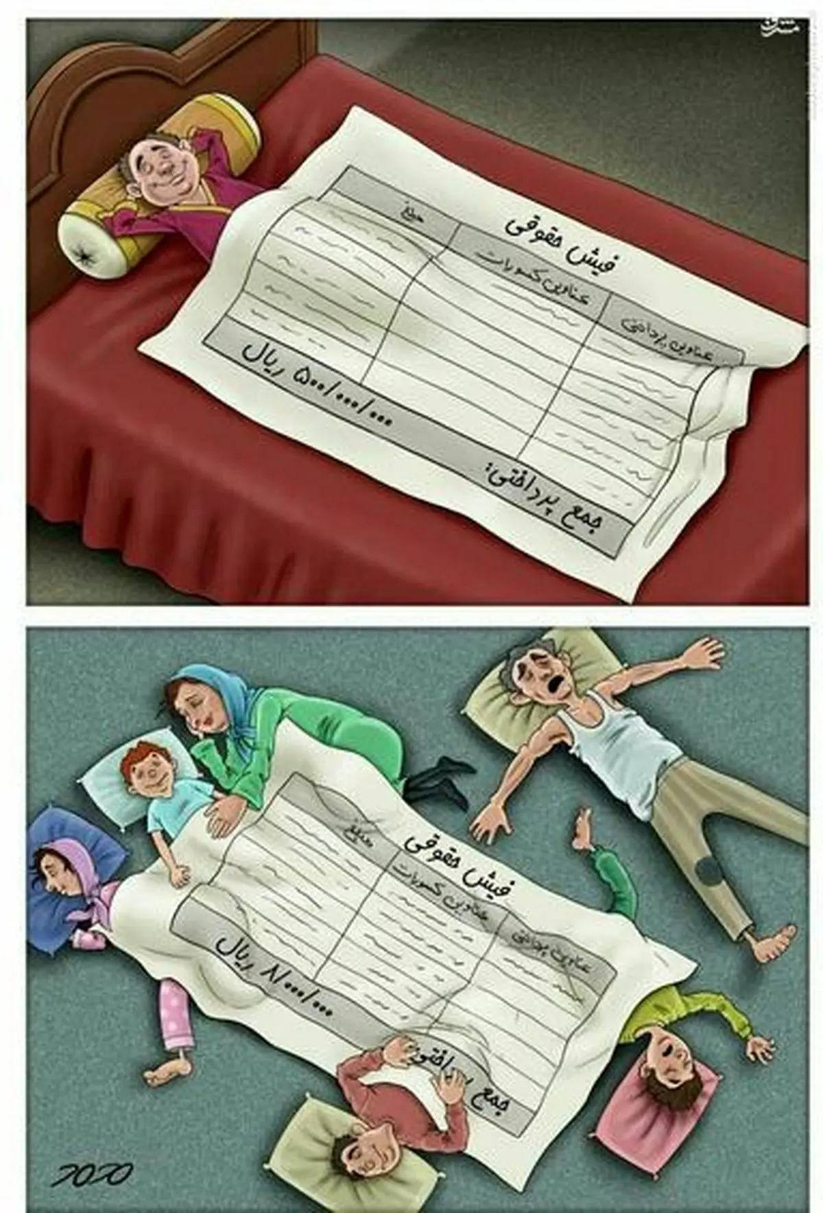 تفاوت فیش های حقوقی/ کاریکاتور