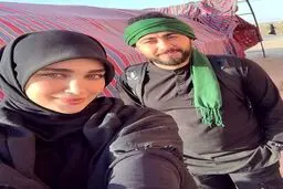 عروس سفیر جنجالی در راهپیمایی اربعین! / عکس