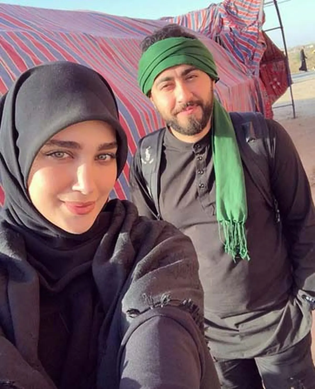 عروس سفیر جنجالی در راهپیمایی اربعین! / عکس