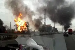 آتش‌سوزی در خط لوله گاز در آزادراه اهواز به ماهشهر / ۵ جانباخته و ۶ مصدوم تا کنون / آتش‌سوزی مهار شد + عکس