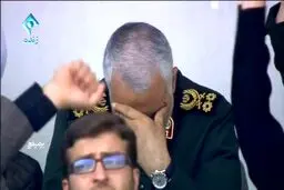 عکس/ گریه سردار قاسم سلیمانی هنگام سخنرانی رهبر انقلاب