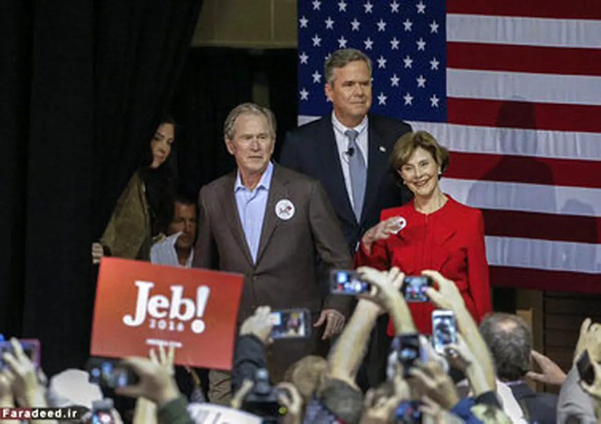 کمک جورج‌بوش به برادرش در انتخابات/ تصاویر