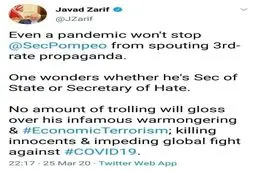 ظریف: پمپئو وزیر تنفر است! + توئیتر