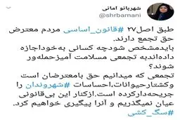 شهربانو امانی، عضو شورای شهر تهران‏: طبق اصل۲۷ ‎قانون اساسی مردم معترض حق تجمع دارند
