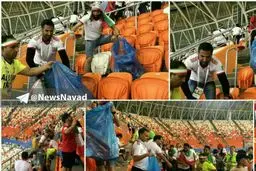 رفتار زیبای هواداران ایرانی پس از دیدار با پرتغال در ورزشگاه سارانسک/عکس