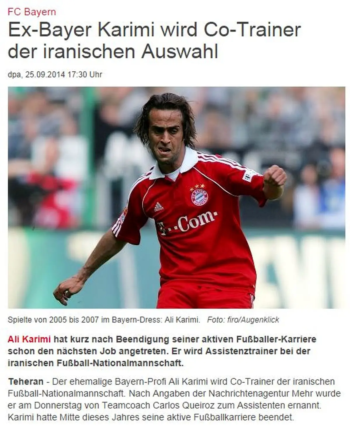 بازتاب خبر مربيگري کريمي در آلمان/عکس