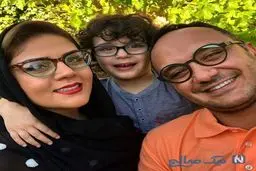 مجری معروف صدا و سیما در کنار همسر و پسرش