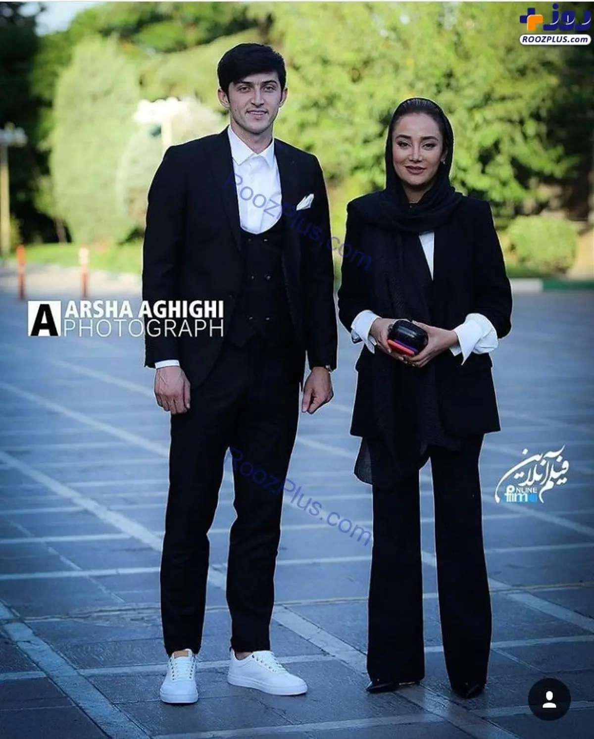 تیپ شیک و رسمی بهاره افشاری در کنار سردار آزمون+عکس