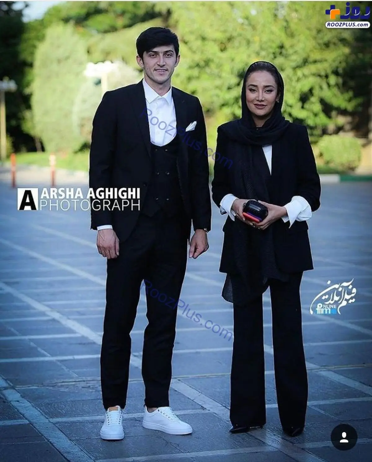 تیپ شیک و رسمی بهاره افشاری در کنار سردار آزمون+عکس