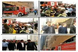 اطفا حریق در برج در حال ساخت مرکز خرید رز مال / عکس