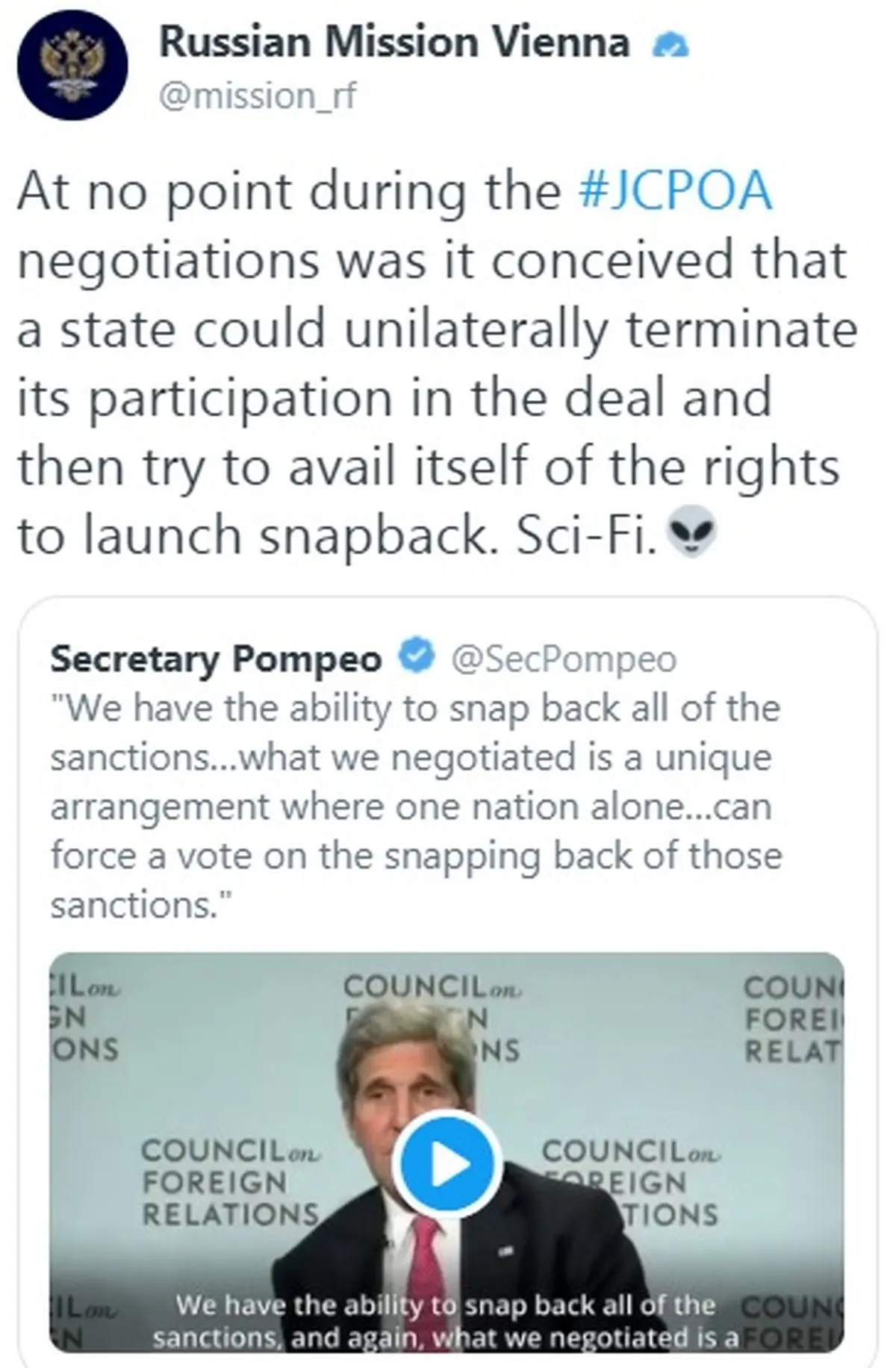 مخالفت مجدد مسکو با برداشت آمریکایی‌ها از مکانیسم ماشه