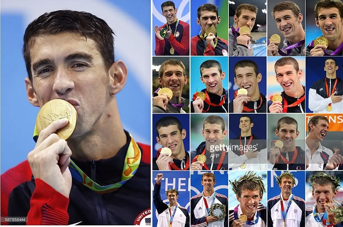 مایکل فلپس و همه طلاهای المپیکش!/عکس