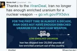 واکنش توییتری ماری هارف به خروج اورانیوم ایران