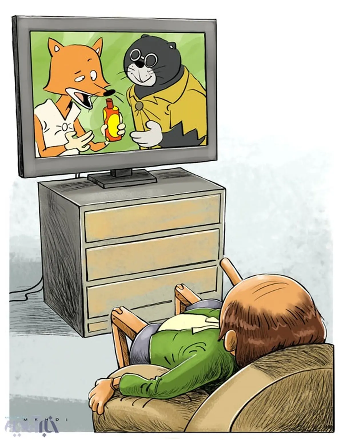 دروغگوها در تلویزیون چه می‌کنند؟!/کاریکاتور