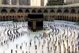تایم لپسی زیبا از طواف وداع زائران بیت الله الحرام با رعایت فاصله اجتماعی