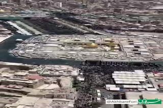 تصویری هوایی از حضور دستهٔ عظیم طویریج در کربلا