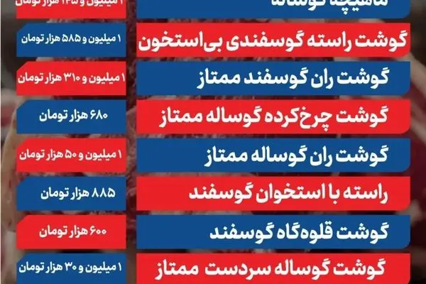 قیمت گوشت قرمز امروز ۳ آذر ۱۴۰۴