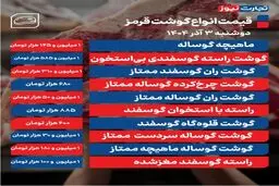 قیمت گوشت قرمز امروز ۳ آذر ۱۴۰۴