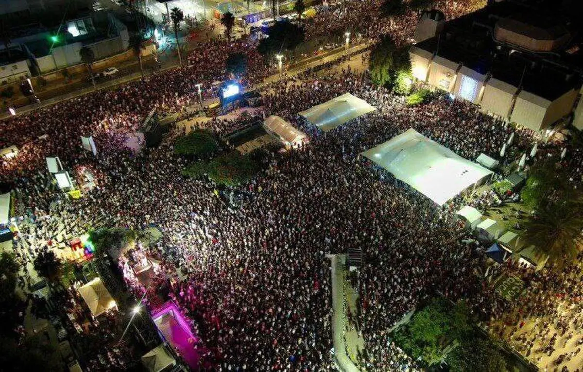 تصویر هوایی از تجمع بزرگ اعتراضی صهیونیست ها