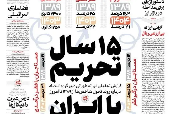 صفحه نخست روزنامه‌های‌ سه‌شنبه ۲۵ آذر ۱۴۰۴