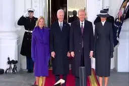 ورود ترامپ به کاخ سفید و استقبال بایدن 