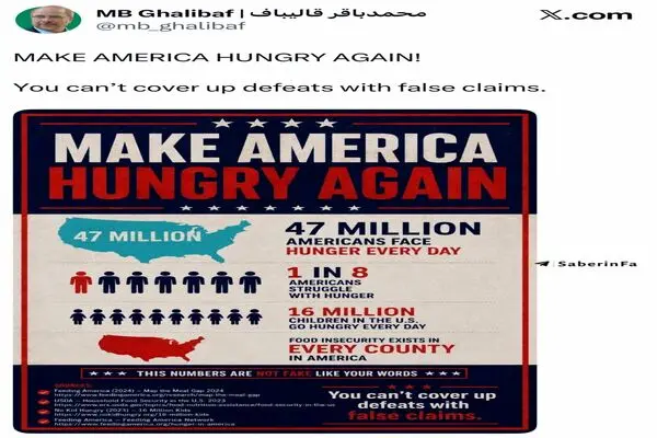 پاسخ قالیباف به پست تمسخرآمیز ترامپ + عکس