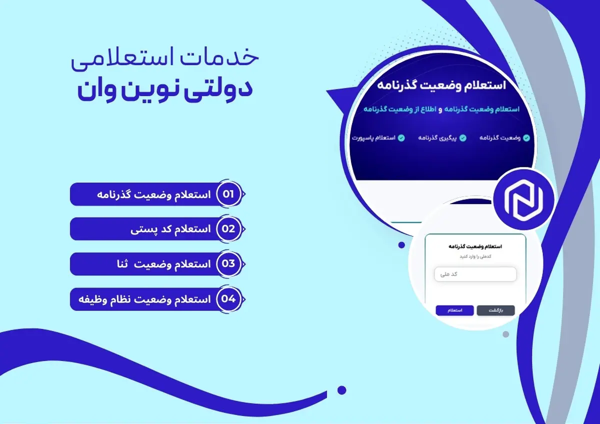 خدمات استعلام دولتی نوین وان | استعلام کد پستی، گذرنامه و نظام وظیفه
