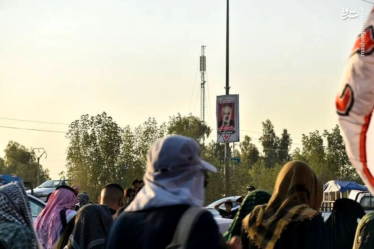 تصویر شهید هنیه روی عمود ۱۰۴ نجف کربلا