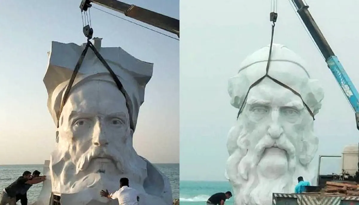 تصاویر دو سردیس جدید فردوسی و خیام در اسکله جزیره کیش