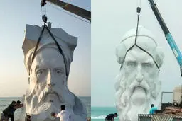 تصاویر دو سردیس جدید فردوسی و خیام در اسکله جزیره کیش