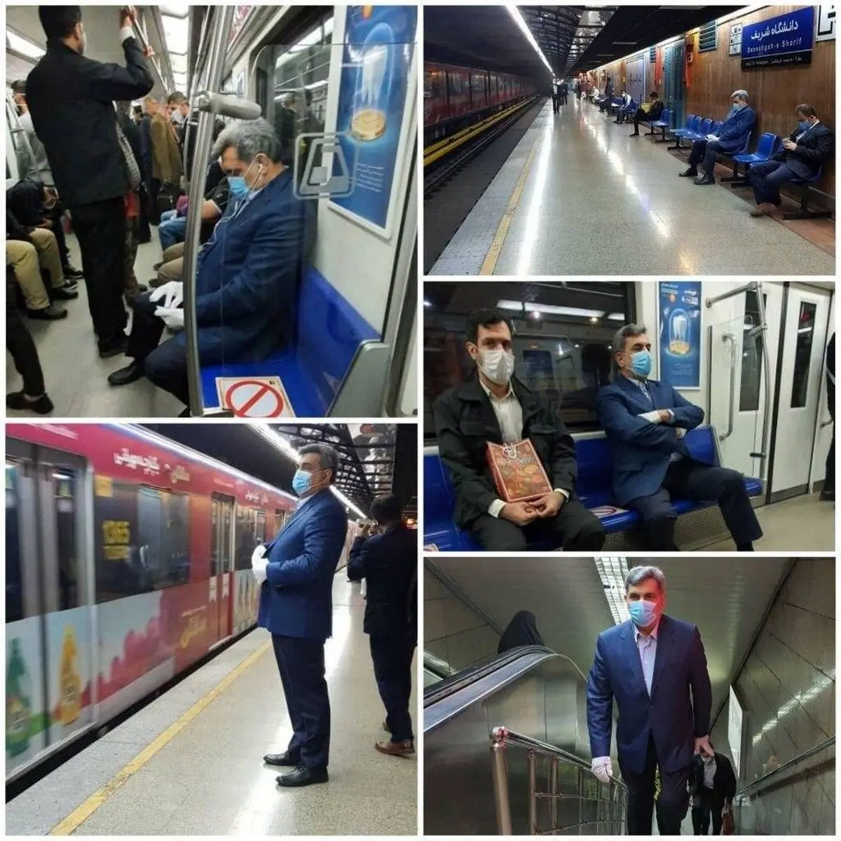 سفر امروز شهردار تهران با مترو به محل کار + عکس