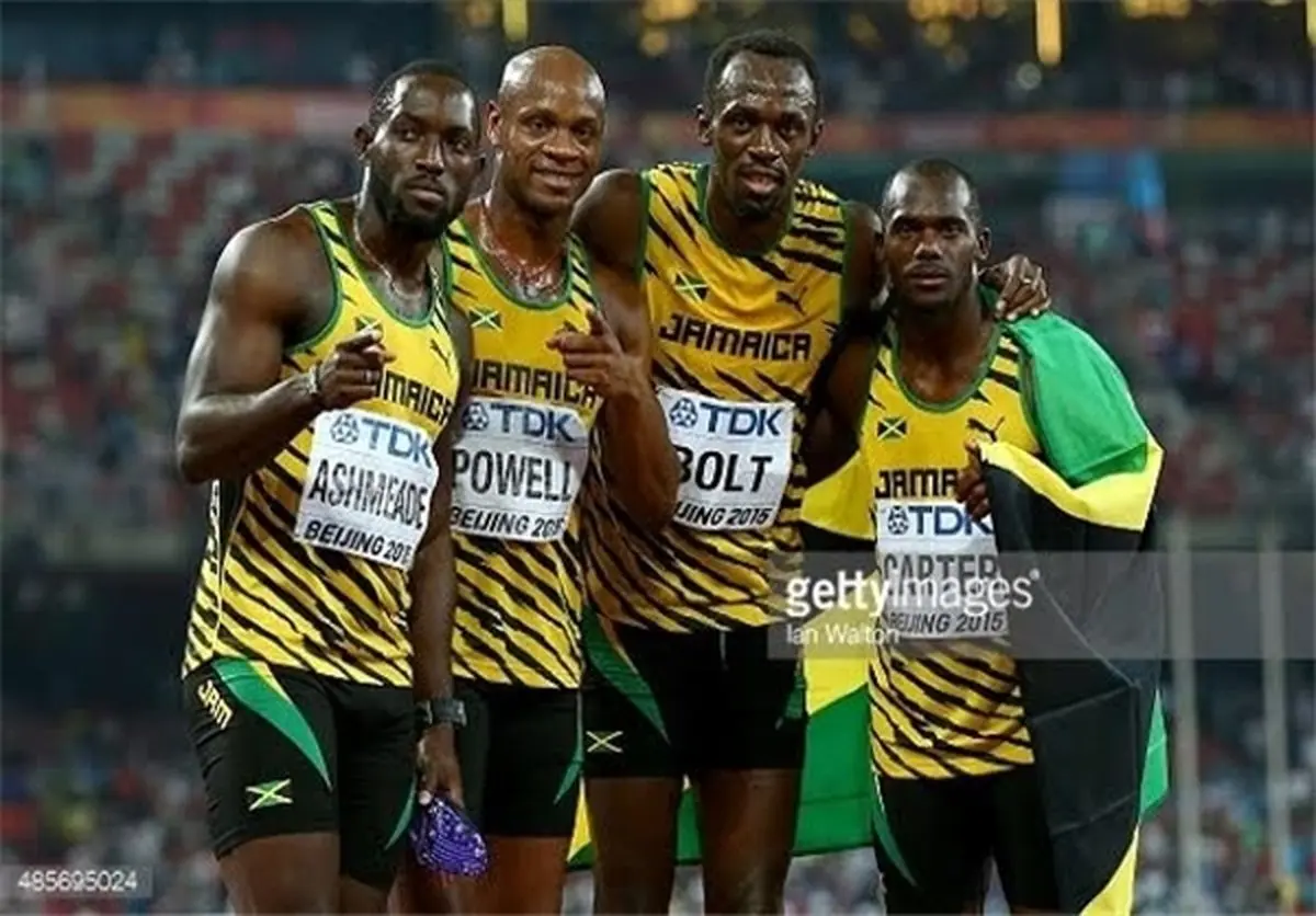 شادی جالب یاران اوسین بولت پس از قهرمانی در جهان+عکس