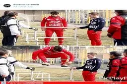 عکس/ «رو کم کنی» طارمی با مربی دروازه‌بانان پرسپولیس