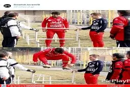 عکس/ «رو کم کنی» طارمی با مربی دروازه‌بانان پرسپولیس
