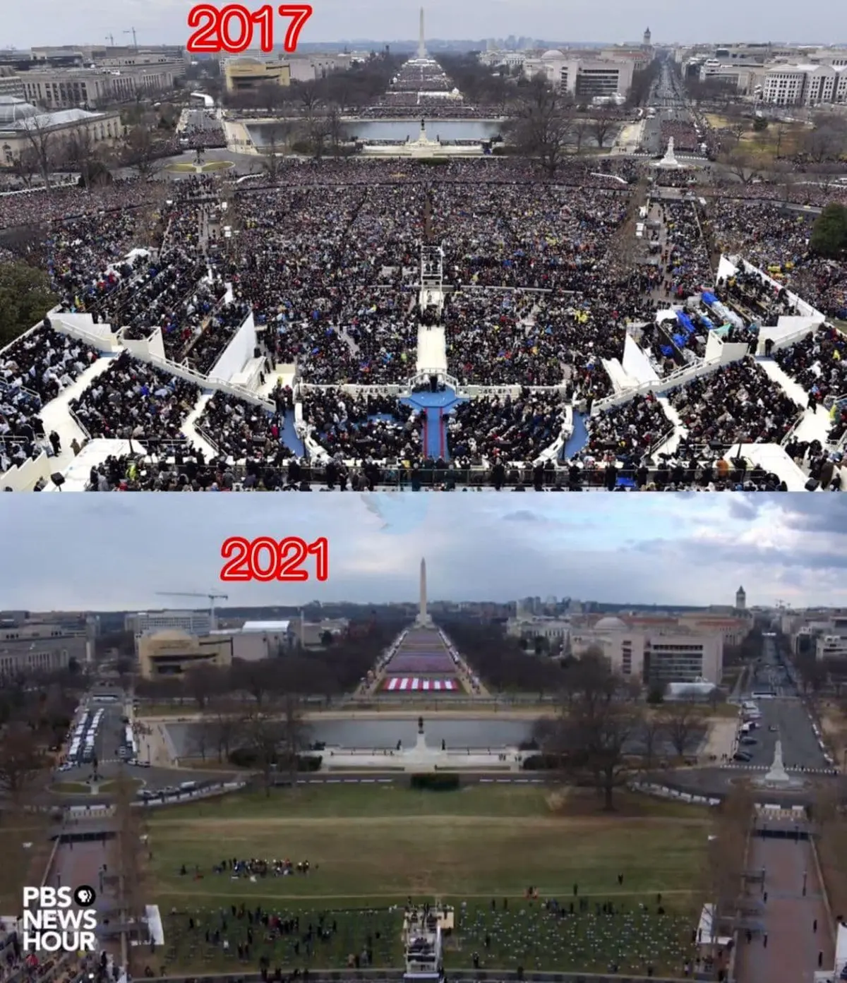 عکسی متفاوت از تحلیف دو رئیس جمهور آمریکا