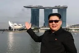 پیاده وری بدل کیم جونگ اون در خیابان‌های سنگاپور/تصاویر