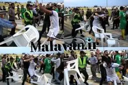 درگيري در پايان ديدار صنعت ساري-ملوان(عکس)