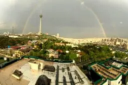 رنگین کمان زیبا بر فراز تهران (عکس)