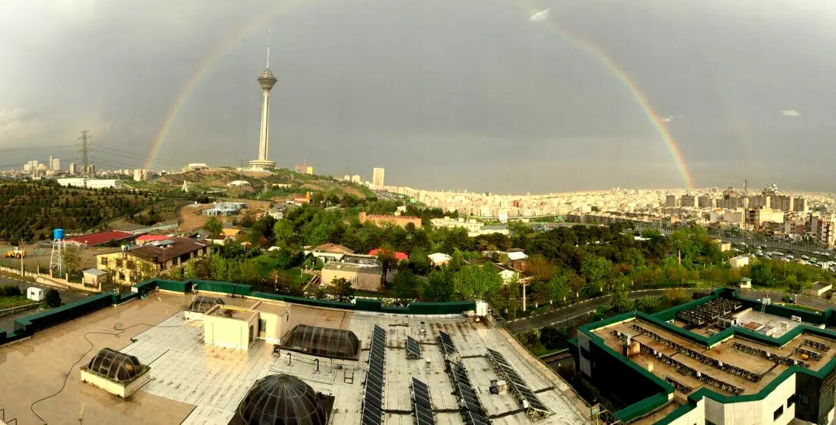 رنگین کمان زیبا بر فراز تهران (عکس)