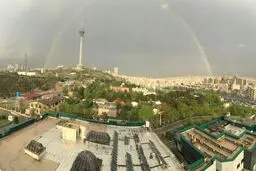 رنگین کمان زیبا بر فراز تهران (عکس)