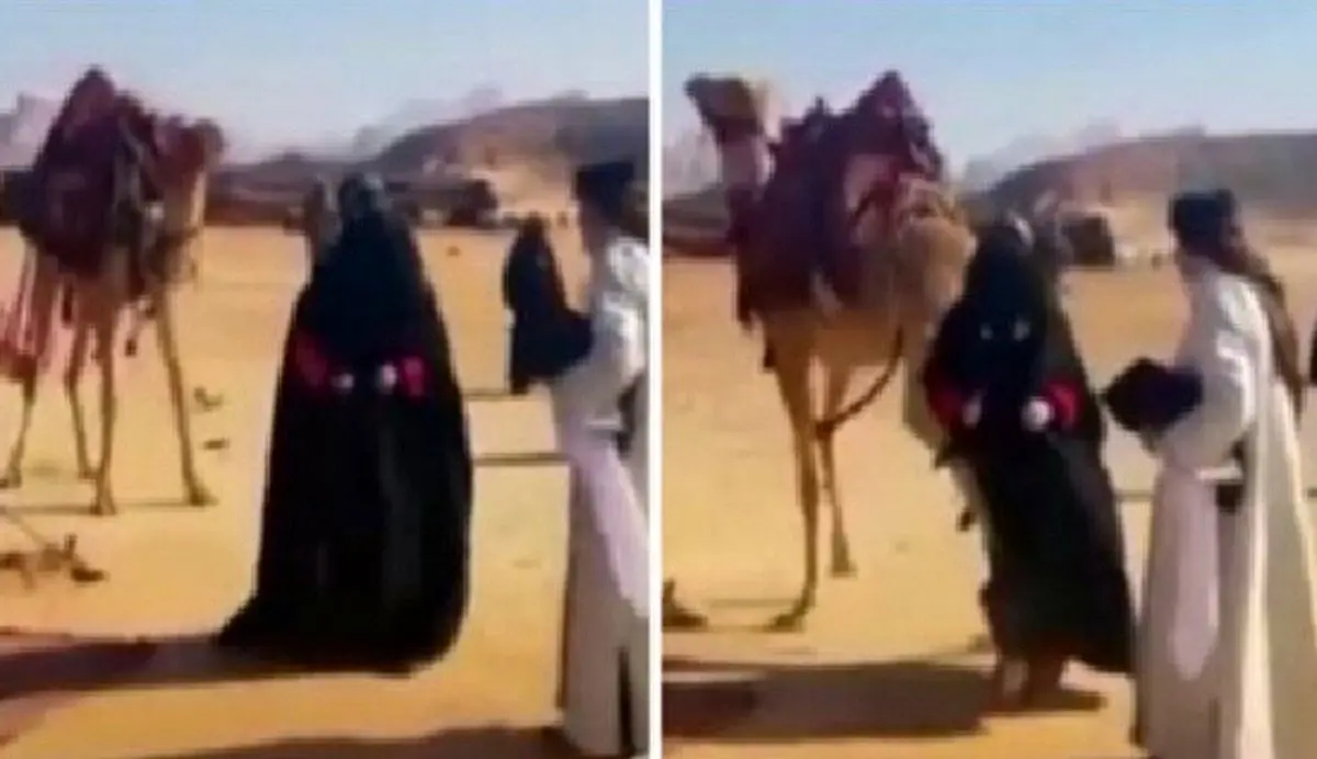 لگد خوردن هنرپیشۀ زن از شتر! +عکس