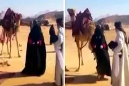 لگد خوردن هنرپیشۀ زن از شتر! +عکس