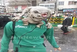 چهره یک شیطان پرست در راهپیمایی امروز! +عکس