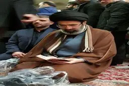تصویری از حضور فرزند رهبر انقلاب در مجلس ختم فرزند احمد توکلی
