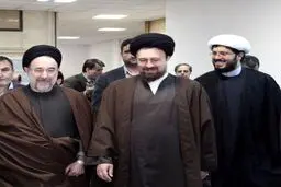 آهنگران در کنار سید حسن خمینی و سیدمحمد خاتمی/ عکس